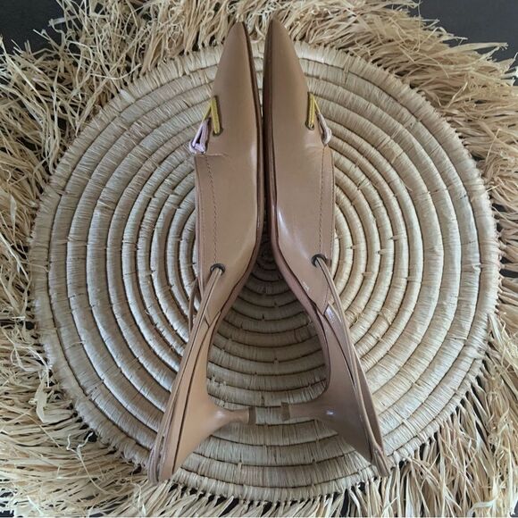 MOSCHINO Italian Leather Nude Slingback Kitten Heel Pumps 36 - Picture 9 of 16